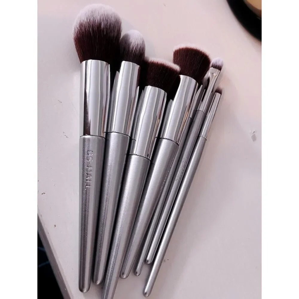 Bs-Mall 18 Pieces Silver Premium Synthetic Makeup Brush Set With Black Case